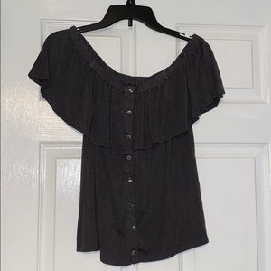 Gray Off the Shoulder Top